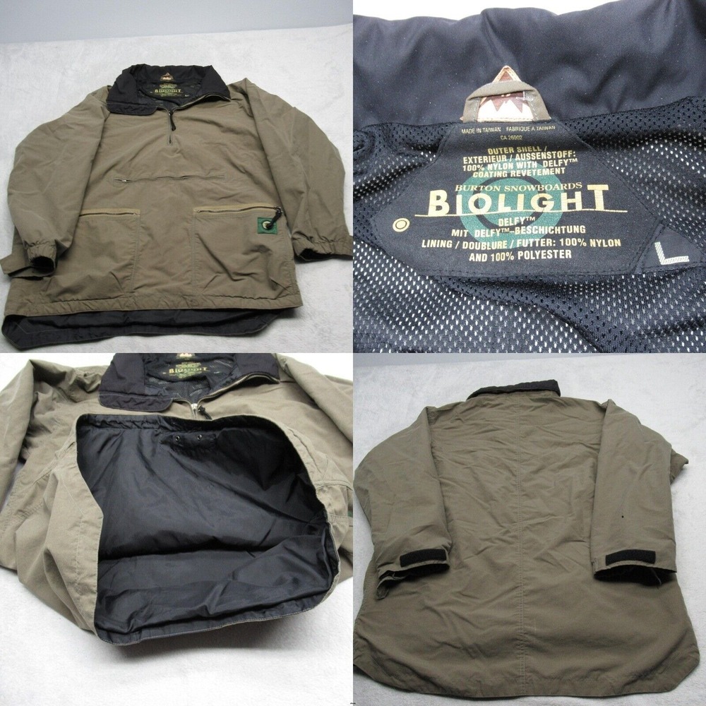 Burton Biolight‎ Jacket Men Large Green Zip Water Proof Wind 1/2 Zip Anorak READ